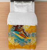 Elegant Surfing 5 18 Duvet Cover with a chic coastal pattern, ideal for a serene bedroom oasis.
